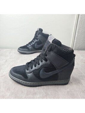 Nike Dunk Hidden Wedge Sneakers Size 8 Y2K Black Sporty Streetwear Lace Up Shoes